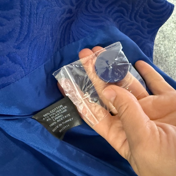 Ossie Clark London Blue Jacquard Longline Coat Textured Button Front Size 10 - Picture 9 of 12